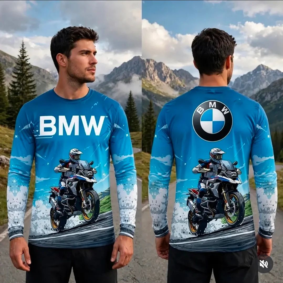 Camiseta BMW Motos Manga Longa