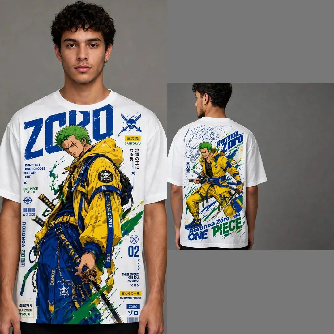 Camiseta Branca One Piece Roronoa Zoro