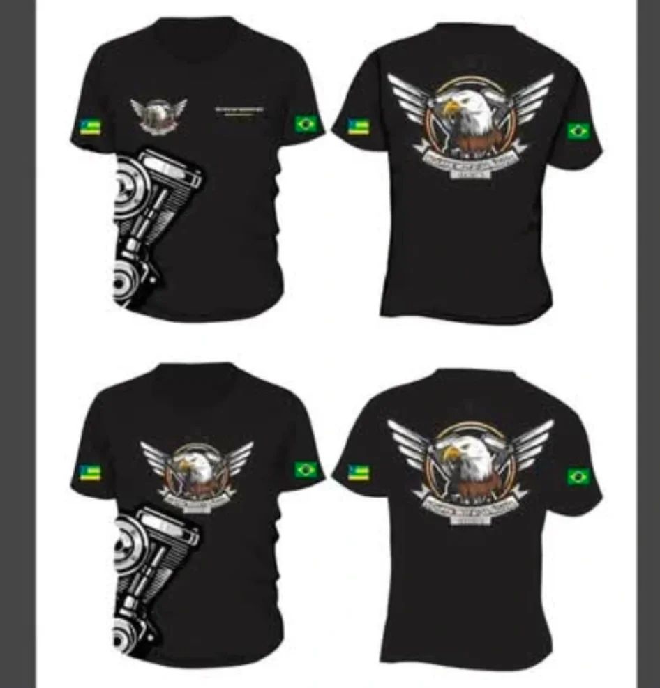 Camisa Masculina Preta Motociclista Águia
