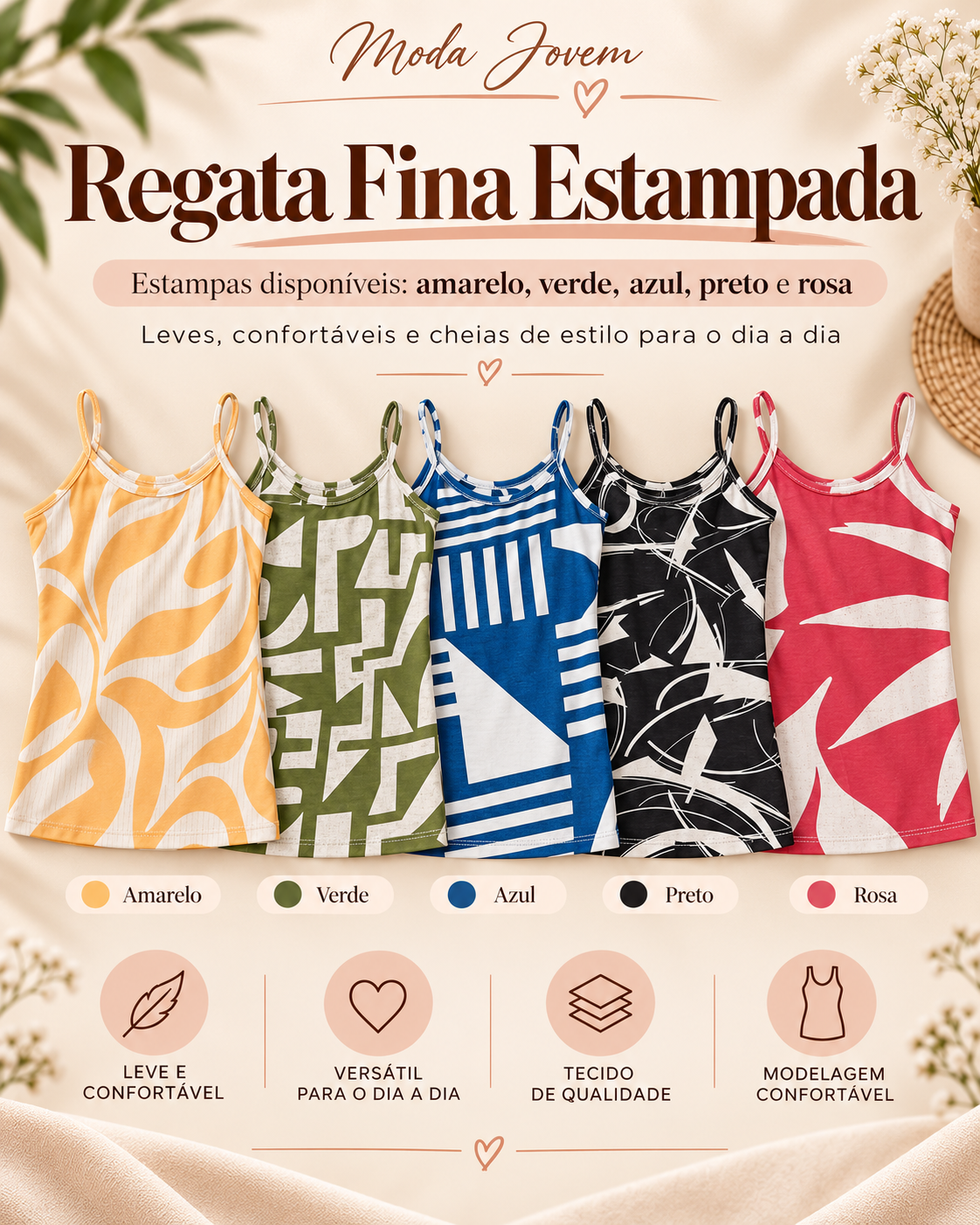 Regata fina estampada