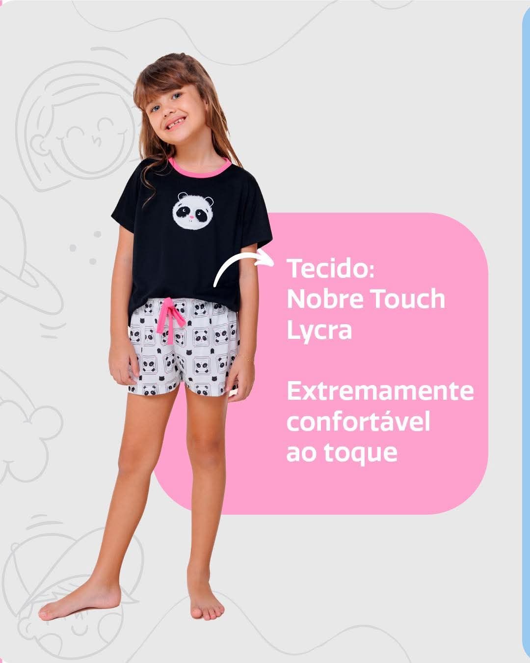 Pijama Infantil Estampa Panda
