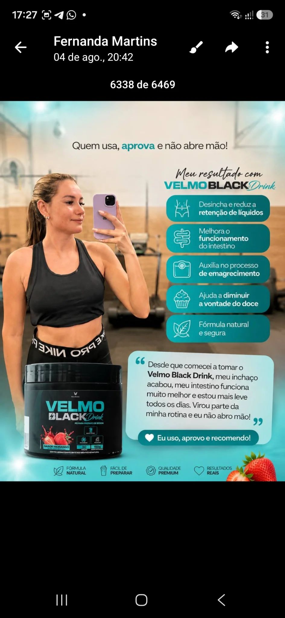 Velmo Black Sabor Morango 150g