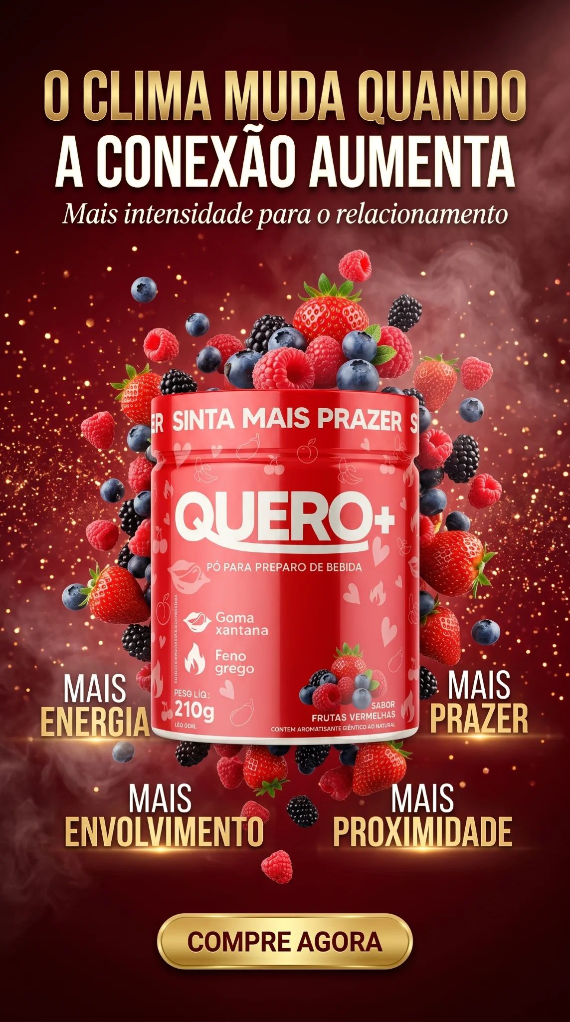 Quero+ Pó para Preparo de Bebida Sabor Frutas Vermelhas 210g