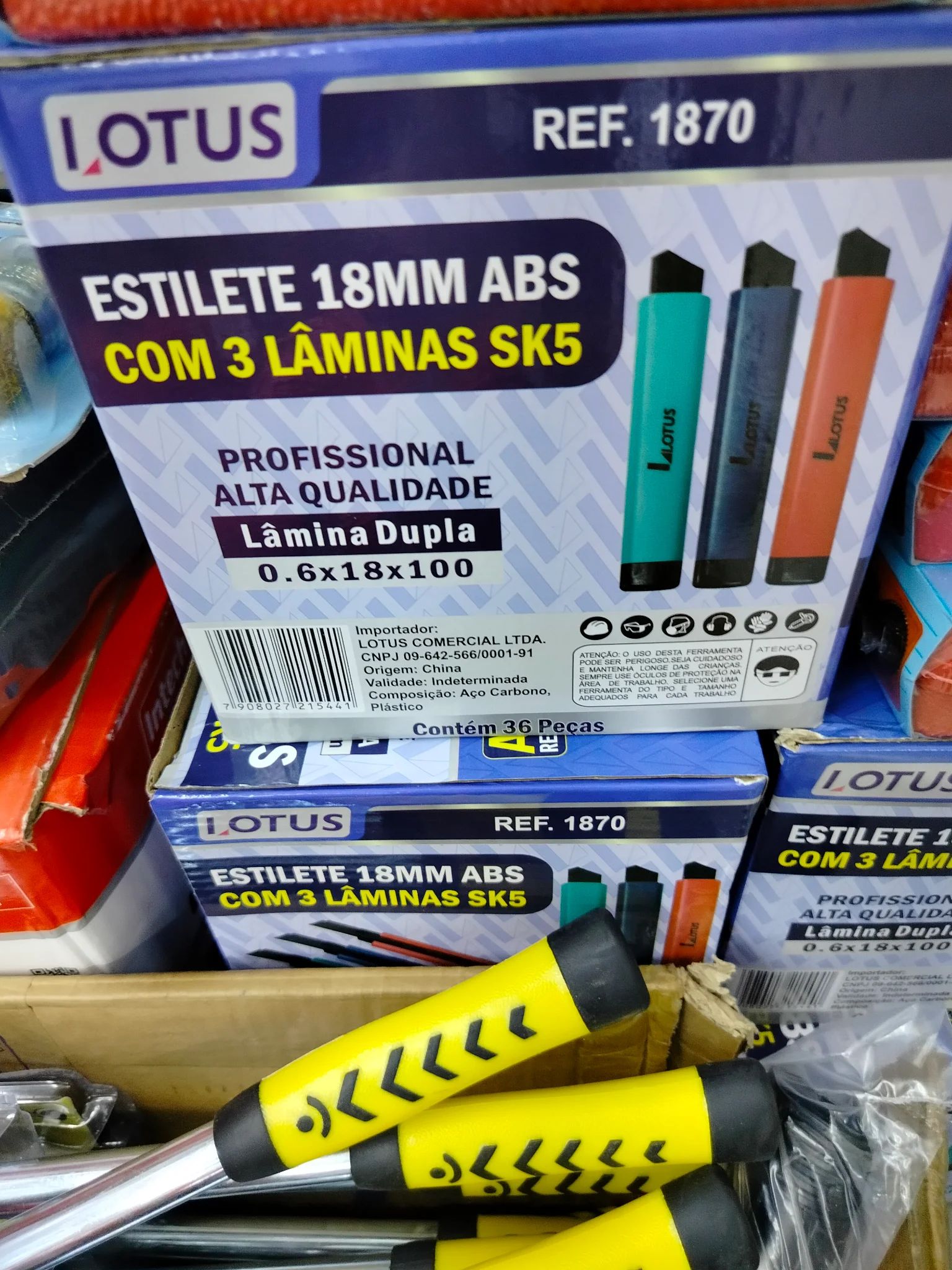 Estilete 18mm ABS com 3 Lâminas SK5 Lotus
