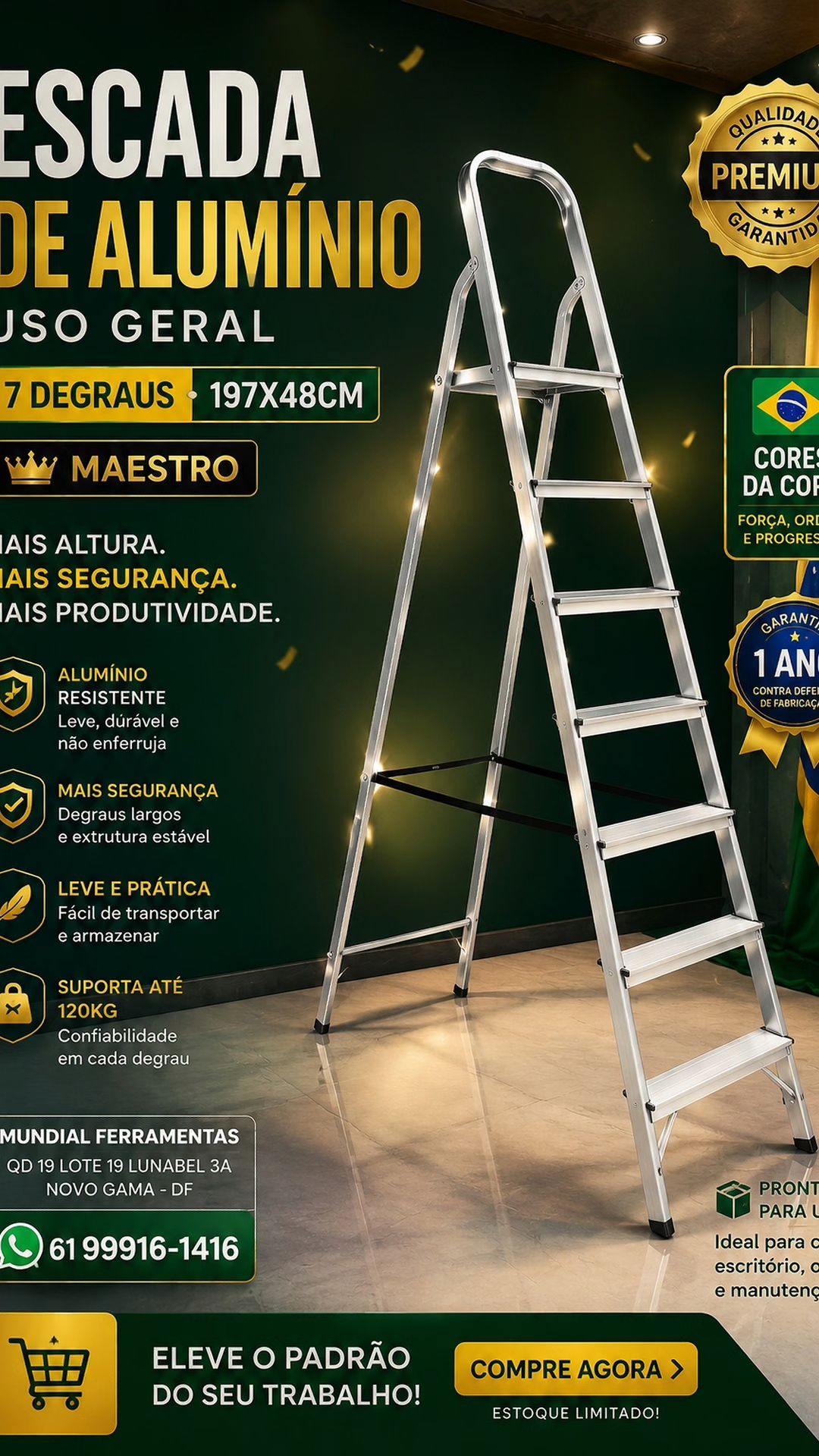 Escada de Alumínio 7 Degraus Maestro