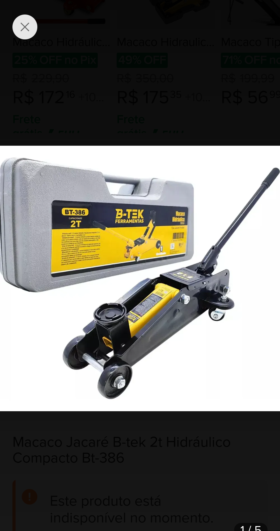 Macaco Jacaré Hidráulico Compacto B-tek 2t Bt-386