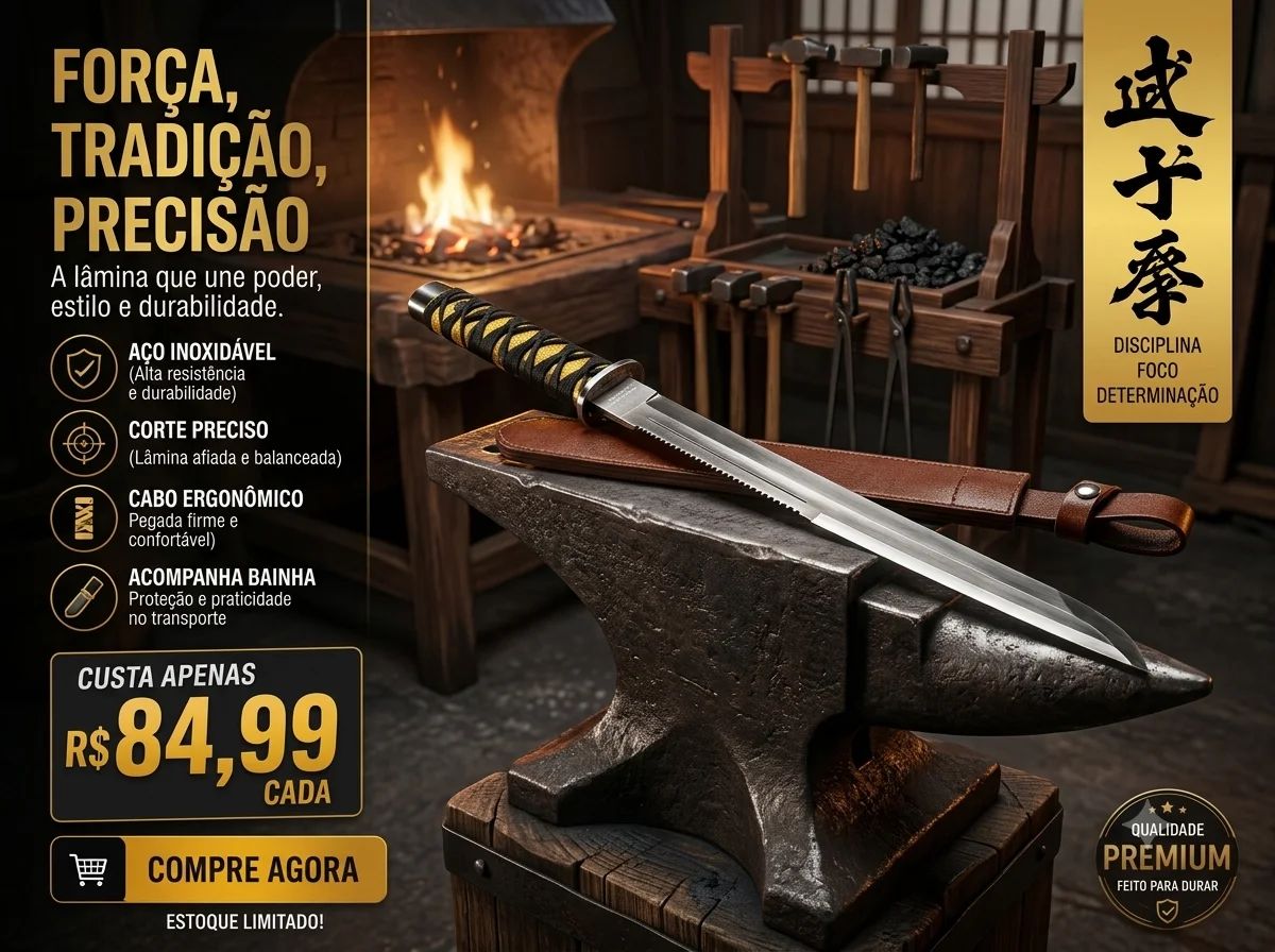 Facao tipo Espada Braswei 70cm com bainha