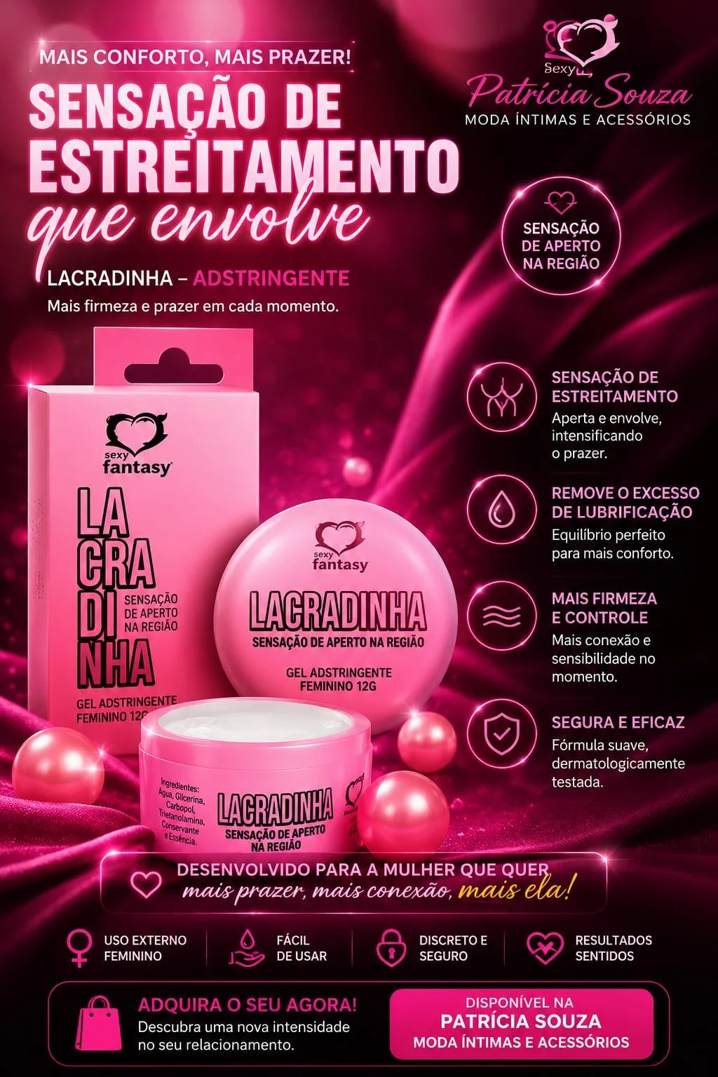 Gel Adstringente Feminino Lacradinha 15g