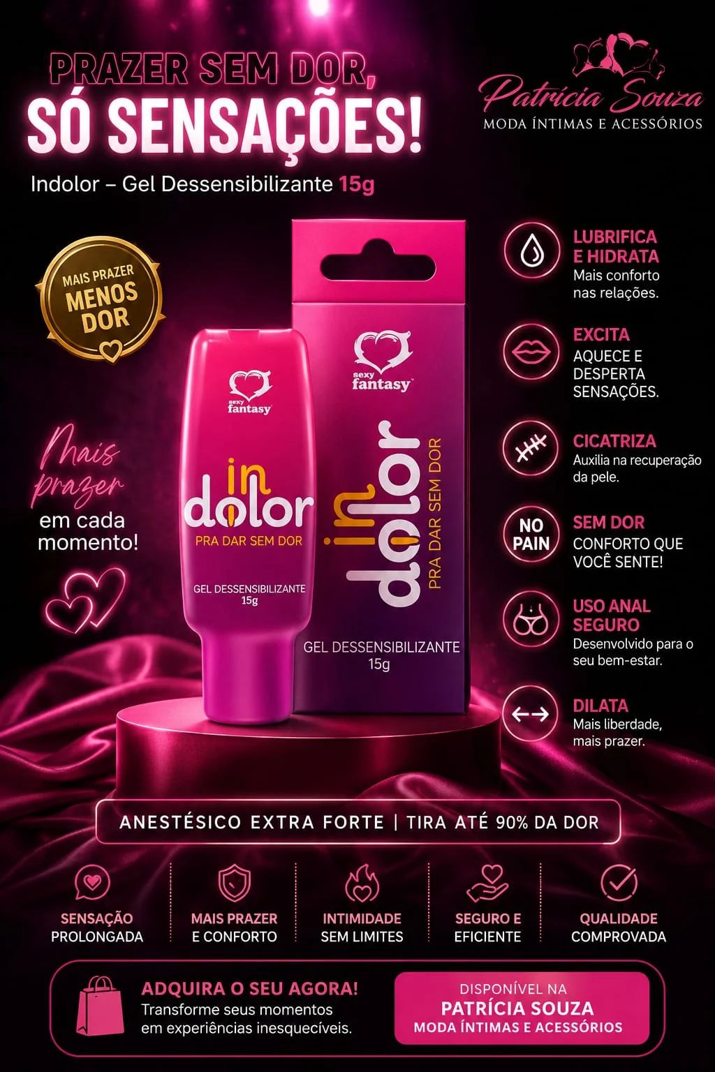 Gel Dessensibilizante Indolor 15g Sexy Fantasy