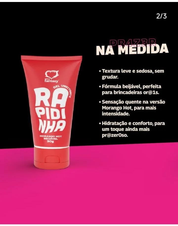 Gel Umectante Rapidinha Morango Hot 30g Sexy Fantasy