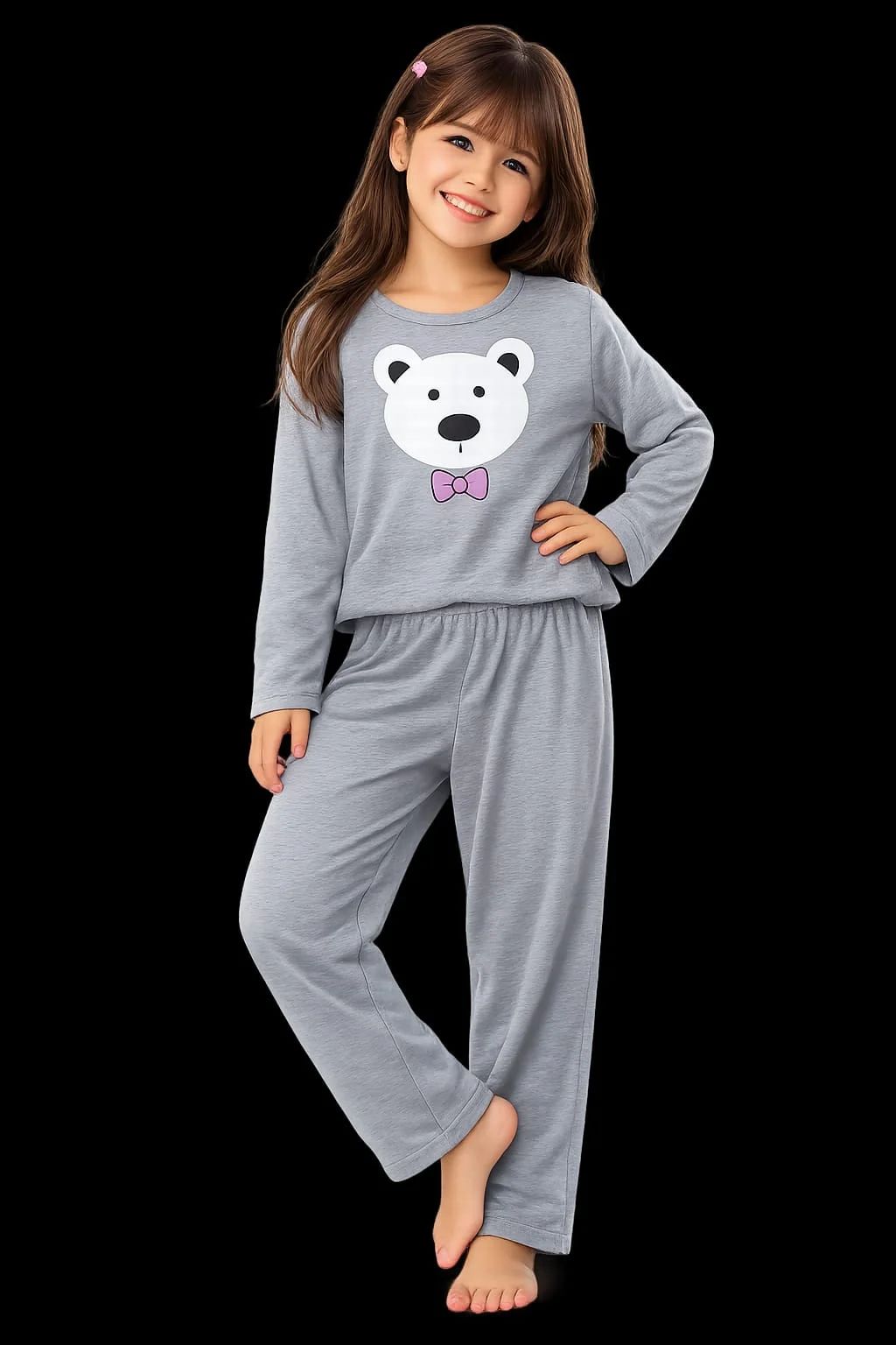 Pijama Infantil Cinza com Estampa de Urso 8 anos