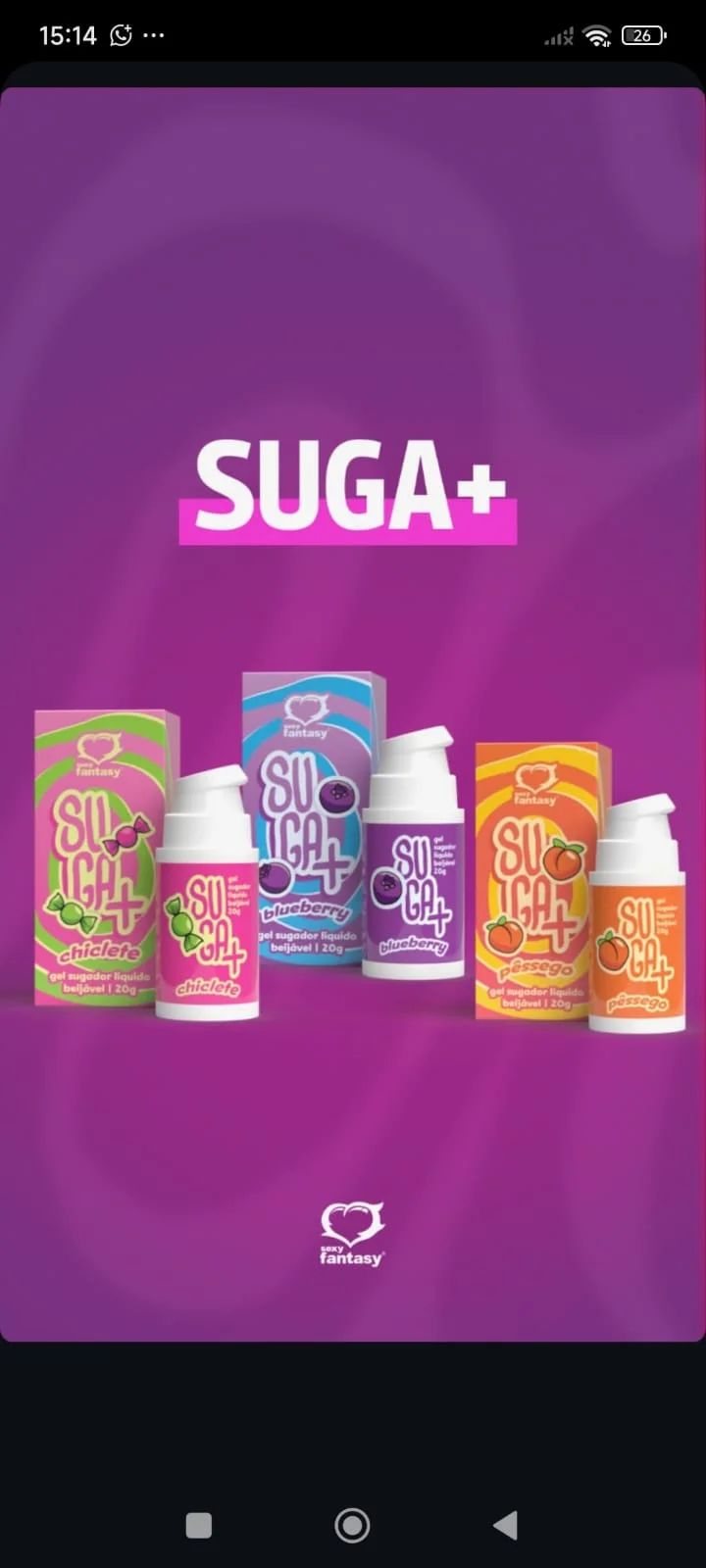 Gel Sugador Líquido Beijável Suga+ Sexy Fantasy 20g