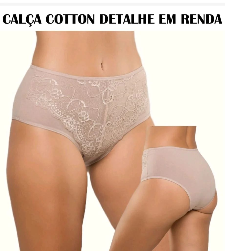 Calça Cotton Detalhe em Renda. Tam: GG 48