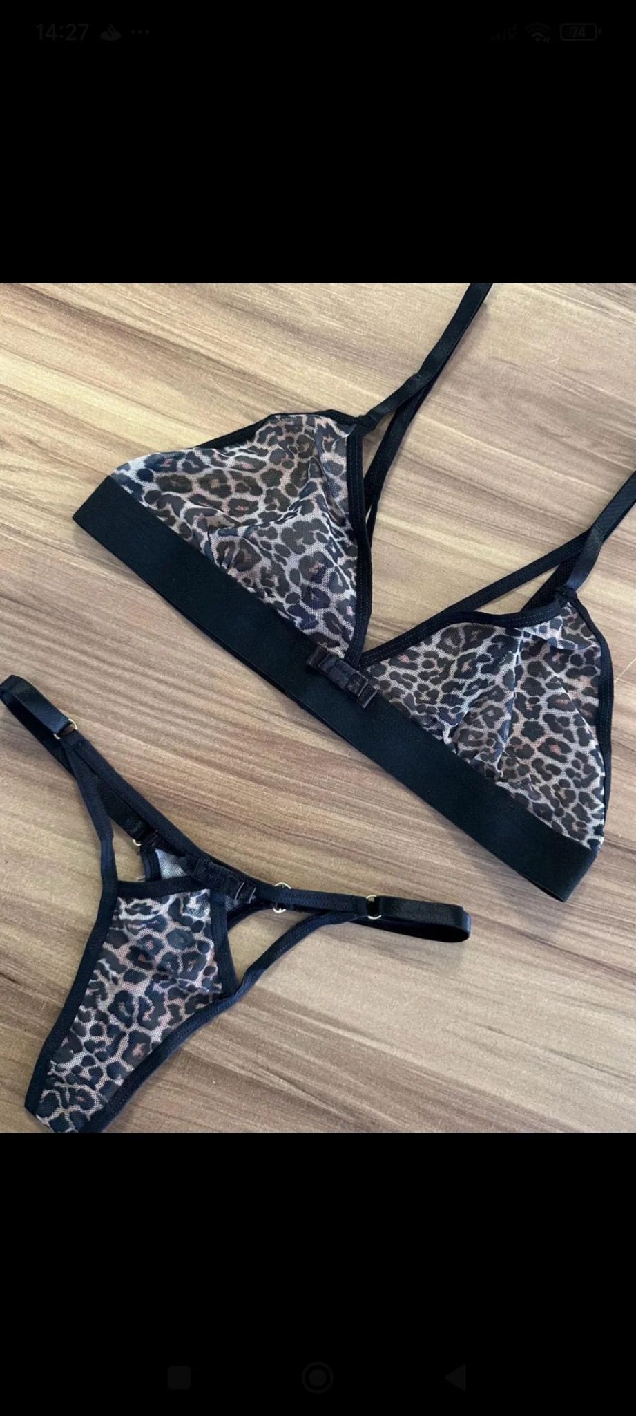 Conjunto Lingerie Animal Print Tule