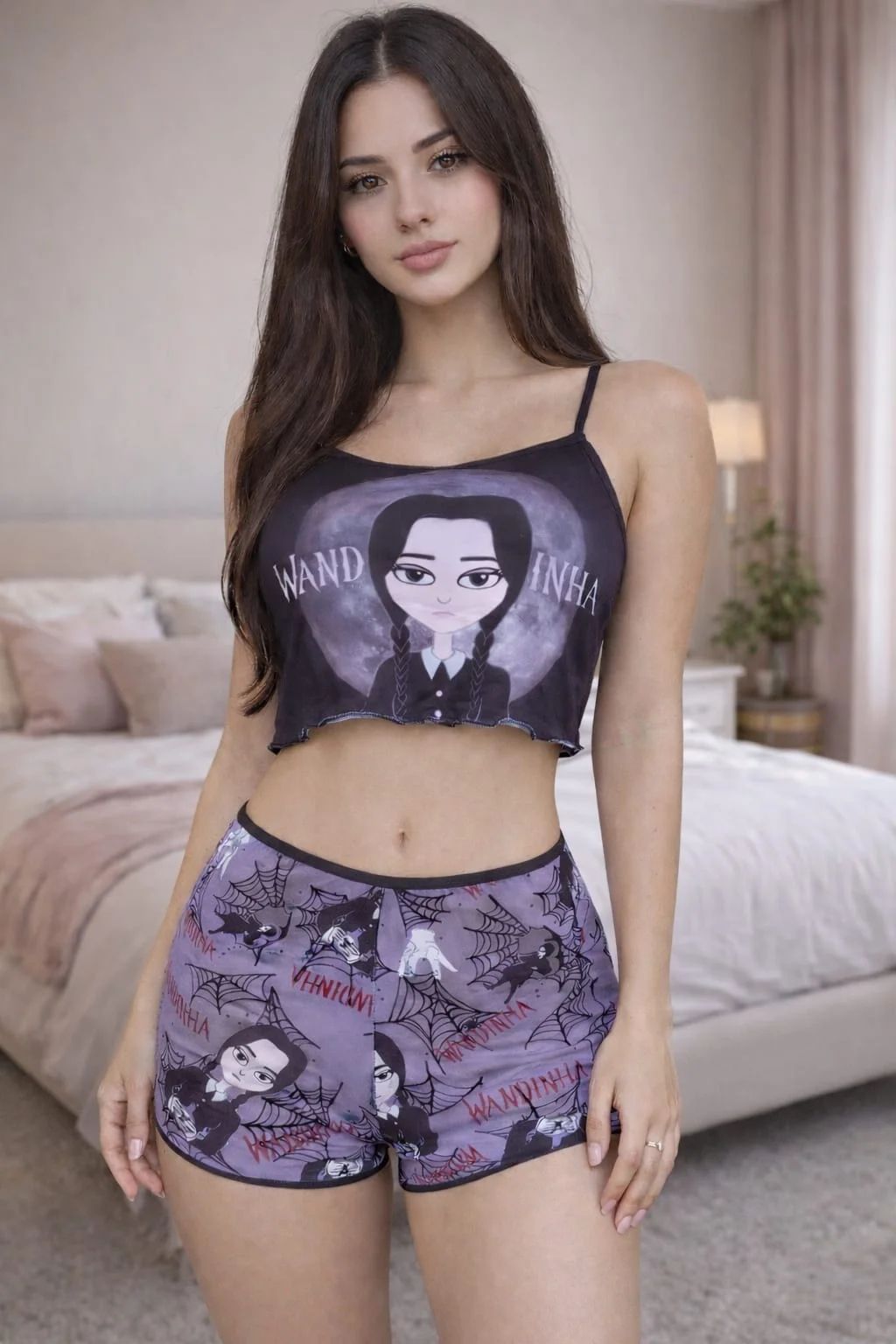 Pijama Cropped  Tam: P M Wandinha
