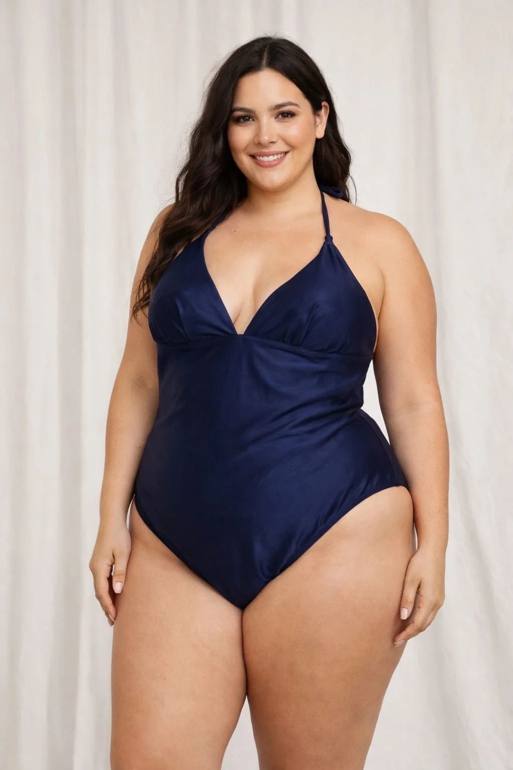 Maiô plus tamanho 48/50 Azul Marinho Halter