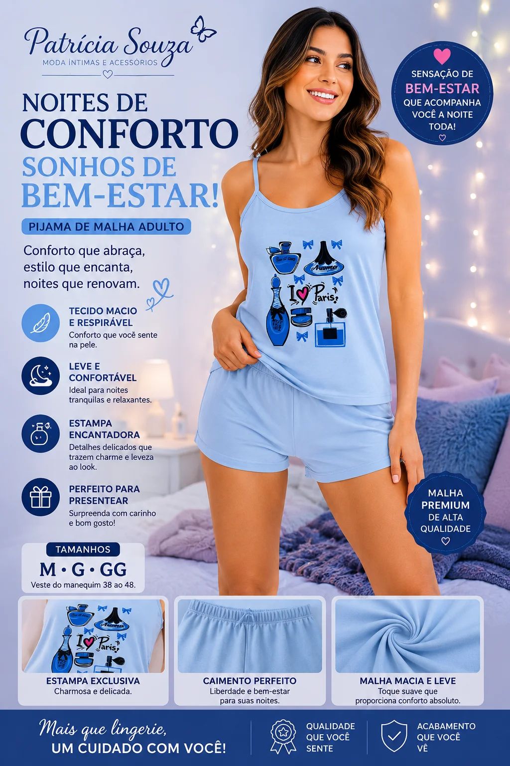 Pijama de Malha Adulto Tam; G