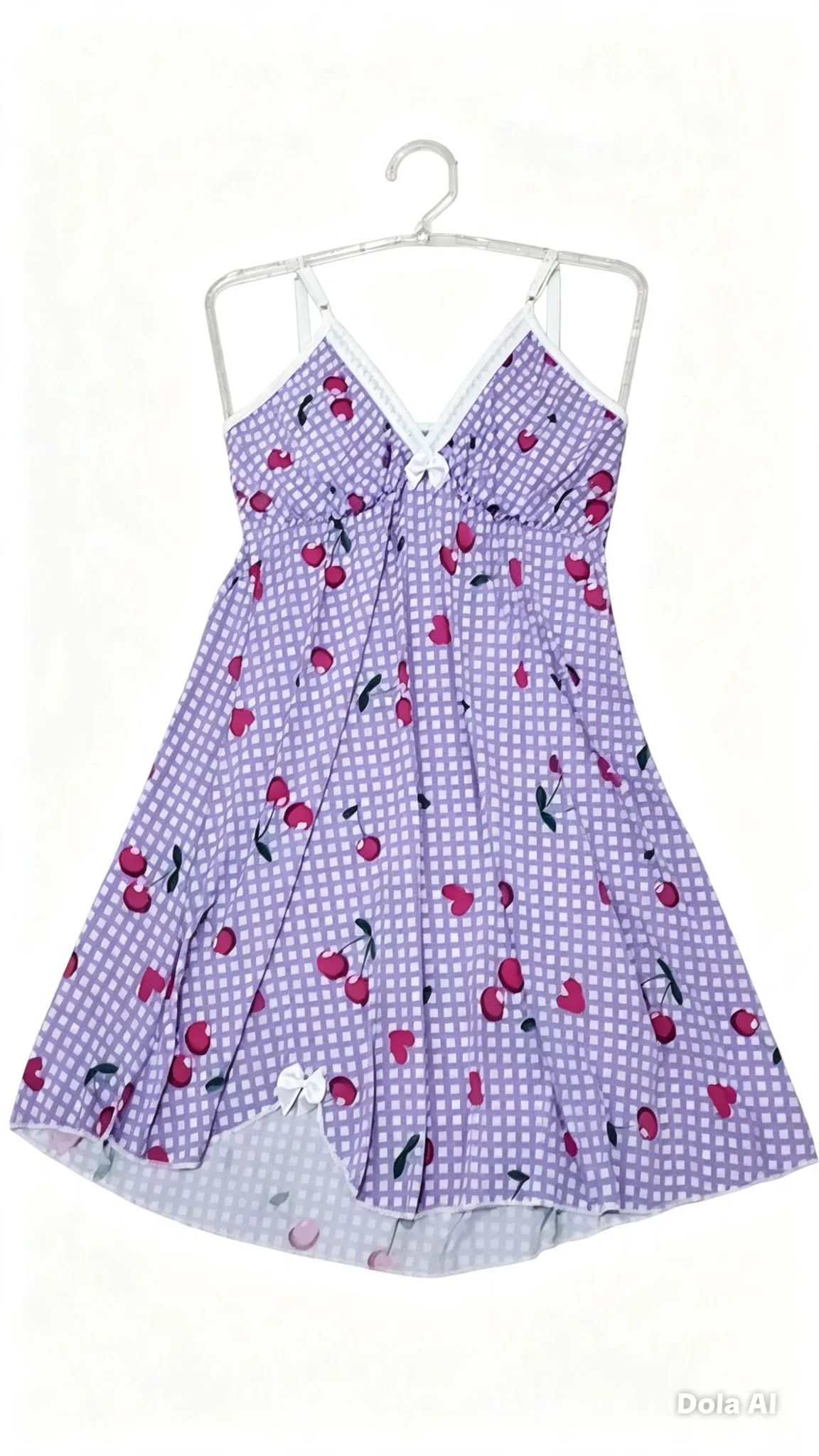 Camisola Lilás Estampa Xadrez com Cerejas Tam: GG