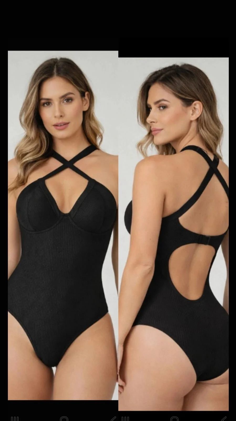 Maiô Preto Lycra Canelado todo forrado