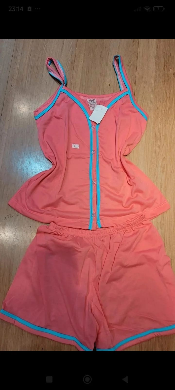 Pijama americano Feminino Regata e Short Salmão Tam: P