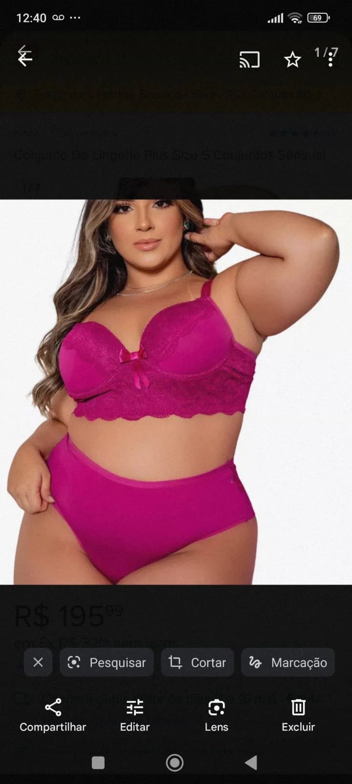 Conjunto de Lingerie Plus Size com Renda