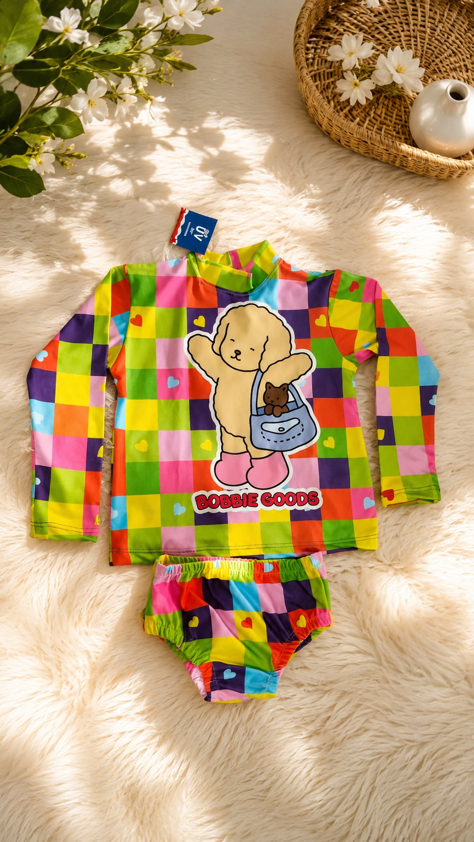 Conjunto Moda Praia Infantil Bobbie GoodsXadrez UV 50