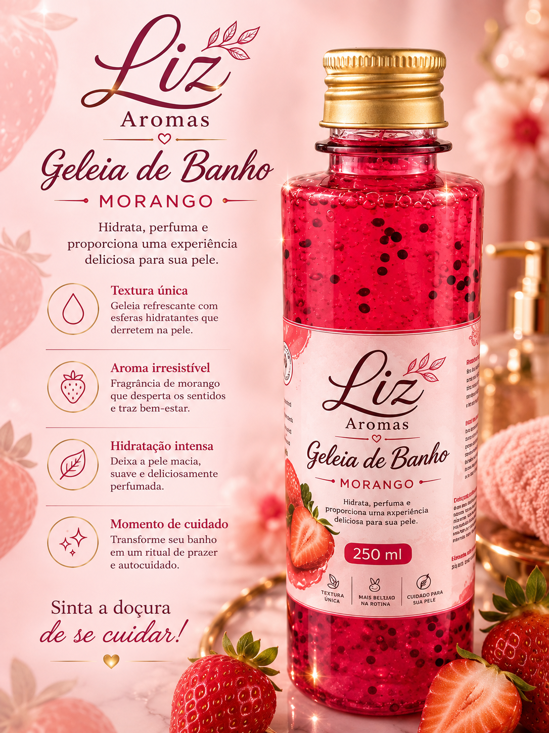 Geleia de Banho Morango Liz Aromas 250ml