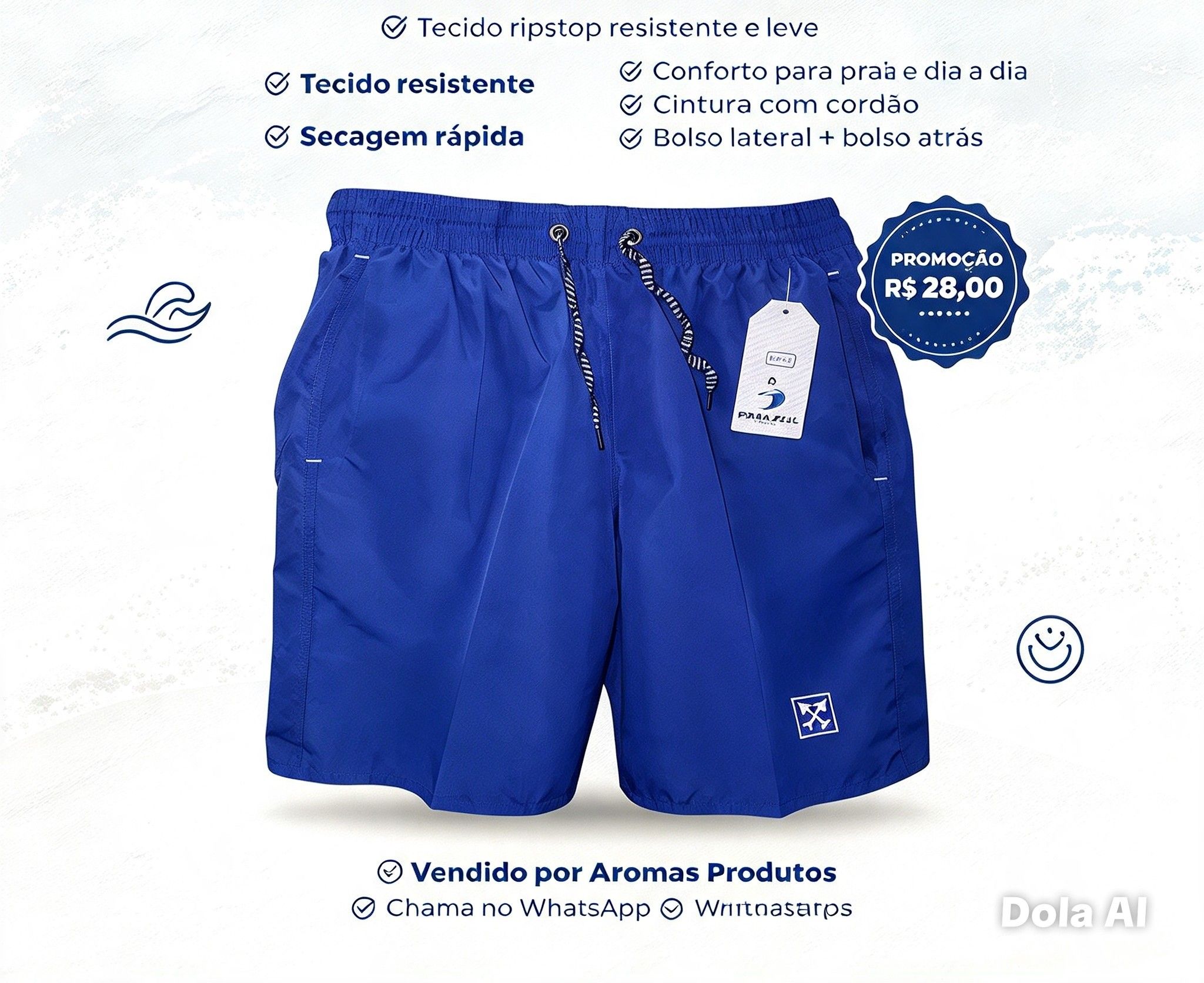 Bermuda Masculina Azul