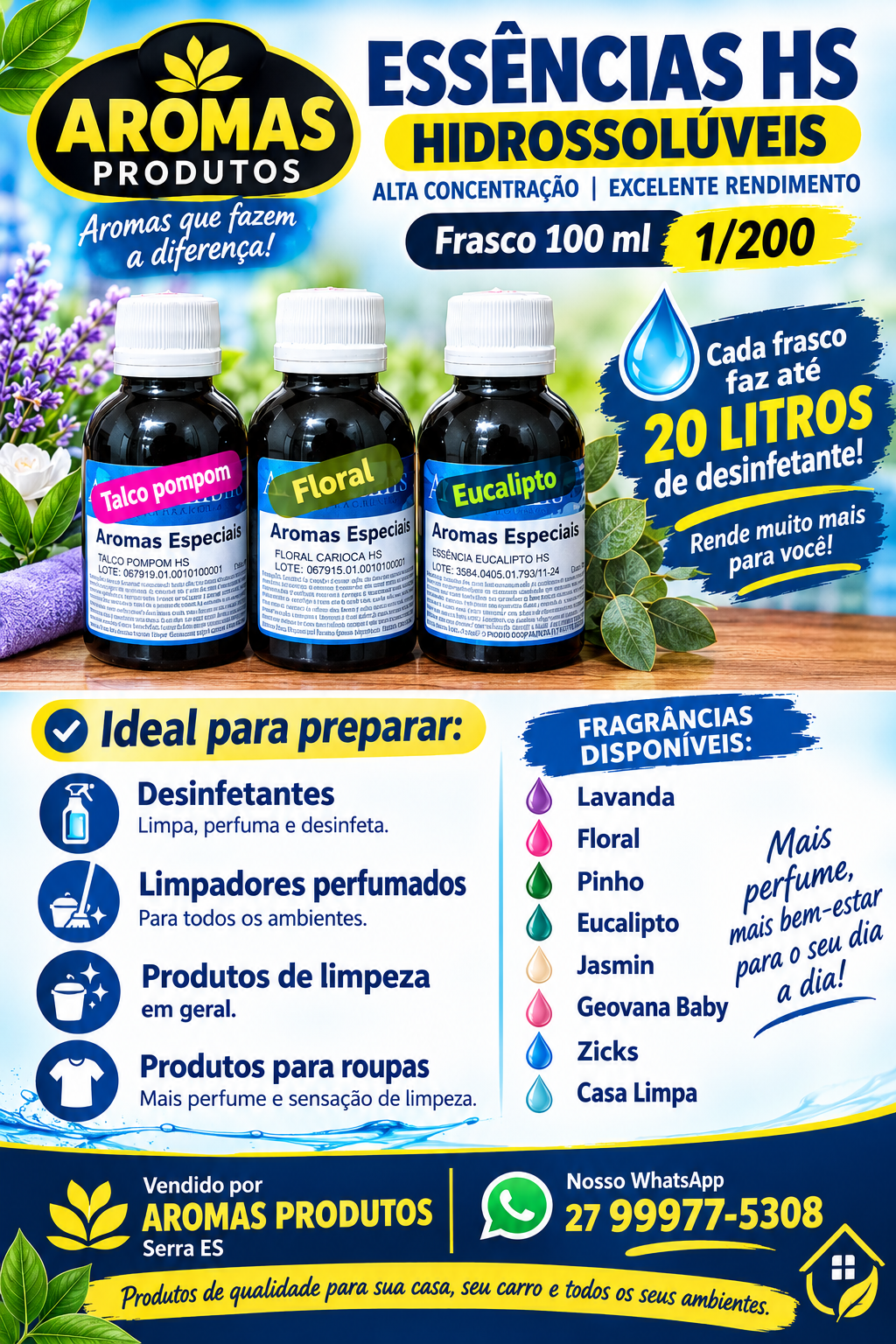Essência Hidrossolúvel Aromas 100ml