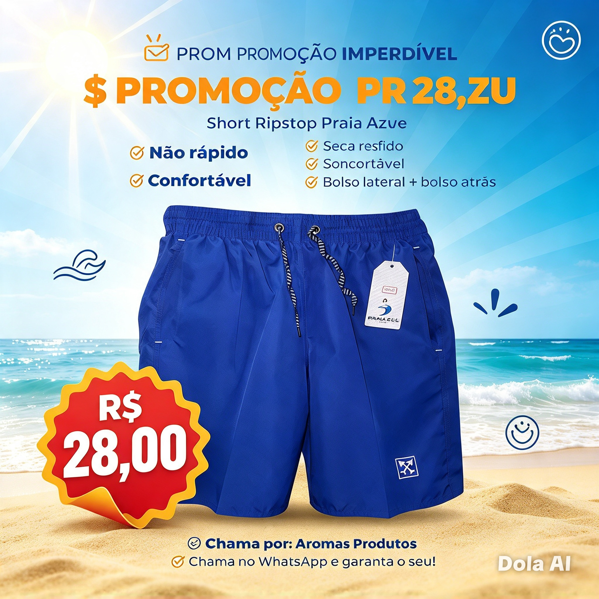 Short Ripstop Praia Azul